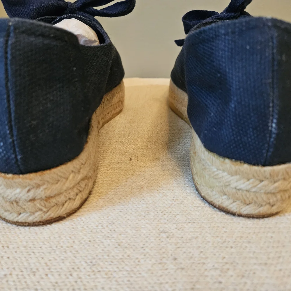 Yves Saint Laurent Navy Laced Canvas Espadrilles